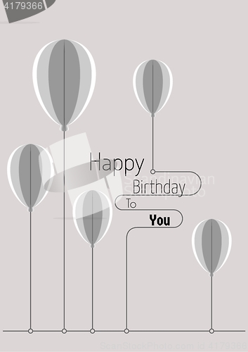 Image of birthday card with abstract folded paper balloons