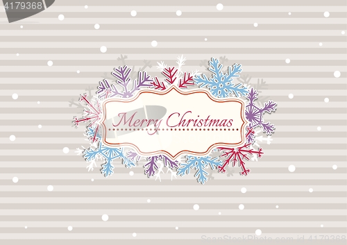 Image of christmas illustration with stripes and snowflakes