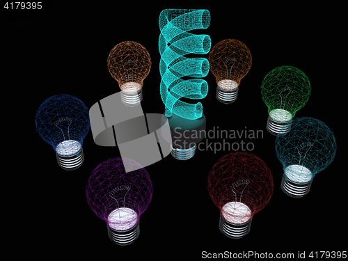 Image of energy-saving lamps. 3D illustration