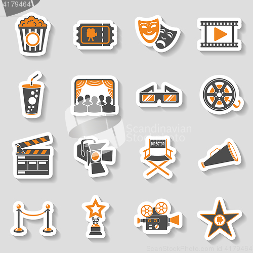 Image of Cinema and Movie sticker Icons Set