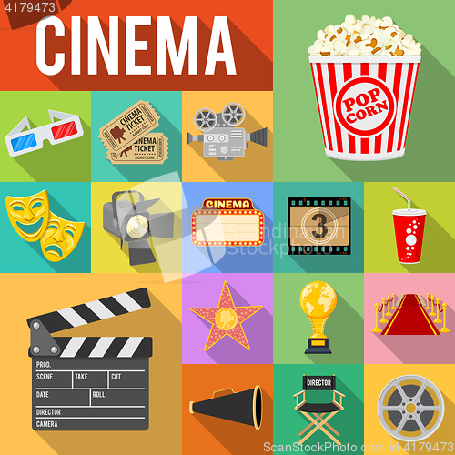 Image of Cinema Flat Icons Set