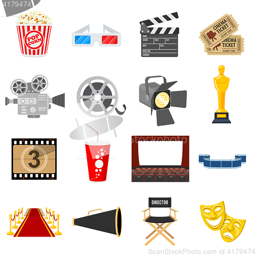 Image of Cinema Flat Icons Set