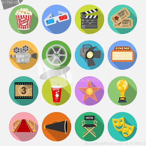 Image of Cinema Flat Icons Set