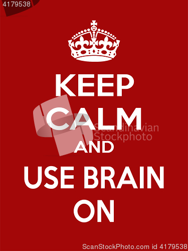 Image of Vertical rectangular red-white motivation use brain poster based in vintage retro style Keep clam