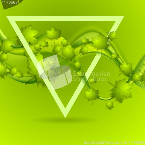 Image of Bright green summer leaves wavy background