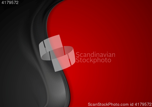 Image of Contrast red black smooth wavy background