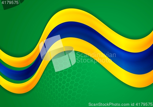 Image of Brazil colors abstract smooth wavy background