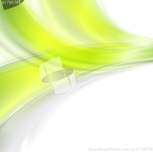 Image of Bright green soft abstract waves on white