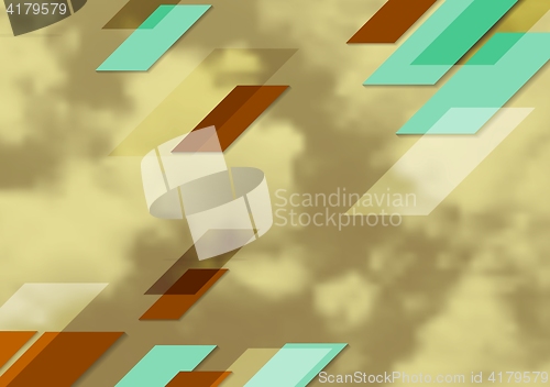 Image of Abstract bright tech geometric design with sepia sky
