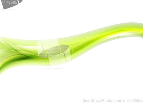 Image of Bright green soft abstract wave on white background