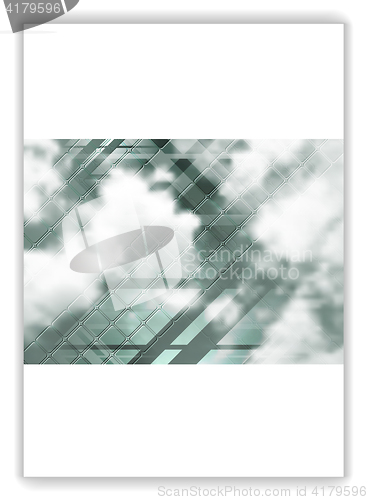 Image of Abstract geometric flyer template layout with sky and clouds