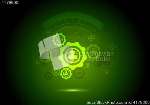 Image of Abstract communication background with gears and icons. Technology design