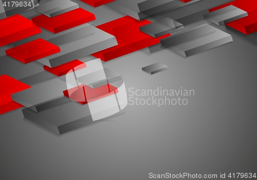 Image of Abstract red grey corporate tech 3d shapes background