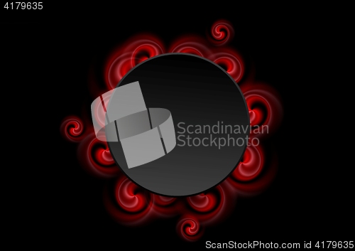 Image of Abstract red swirl shapes and black circle