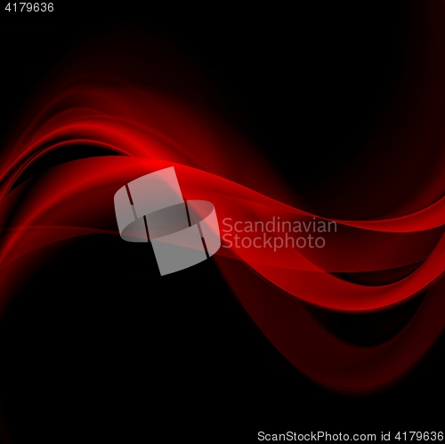 Image of Bright red glowing waves on black background