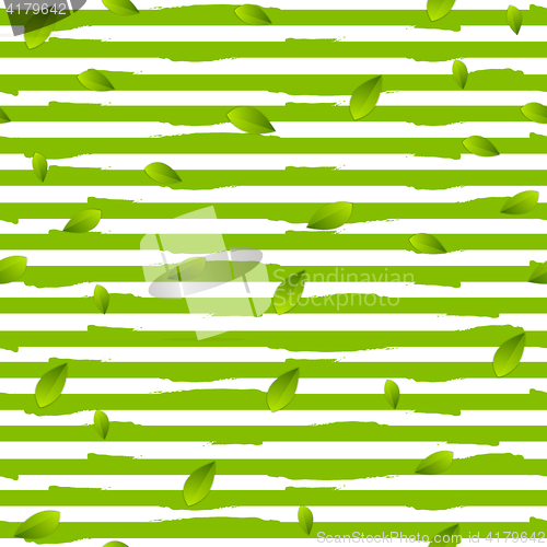 Image of Grunge stripes and summer leaves background