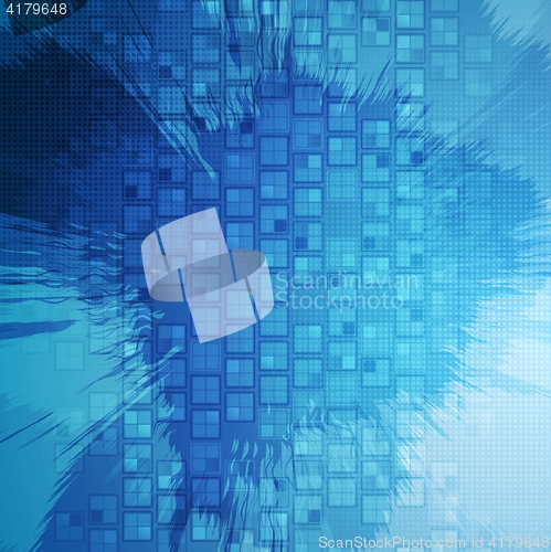 Image of Abstract blue grunge tech squares background