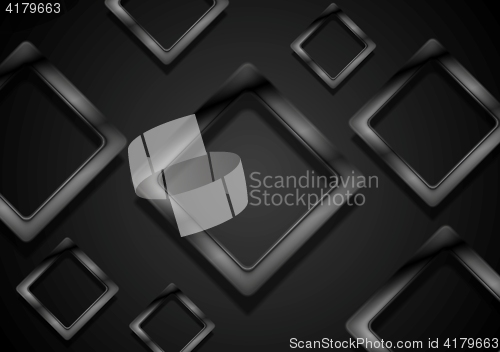 Image of Abstract black glossy squares background