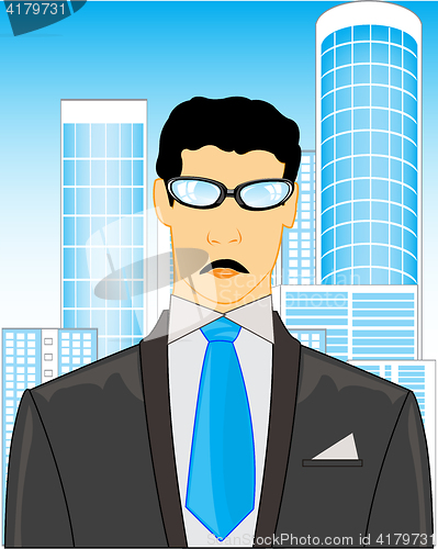 Image of Man on background of the city