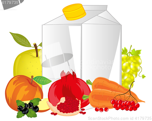 Image of Packing of juice and fruits with vegetable