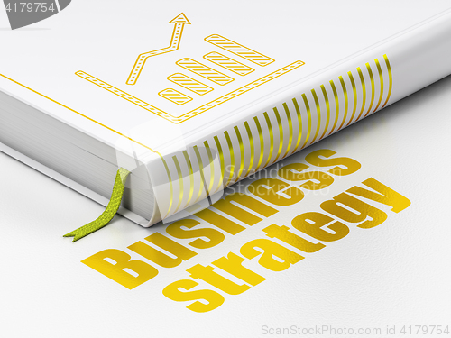 Image of Business concept: book Growth Graph, Business Strategy on white background