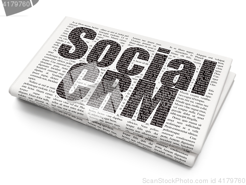 Image of Marketing concept: Social CRM on Newspaper background