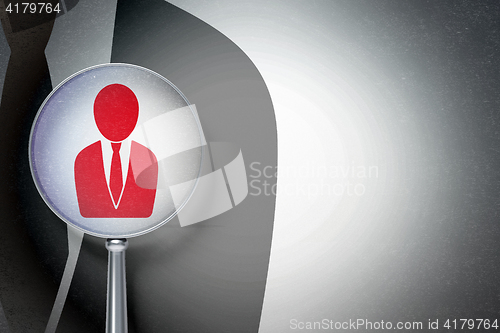 Image of Law concept:  Business Man with optical glass on digital background