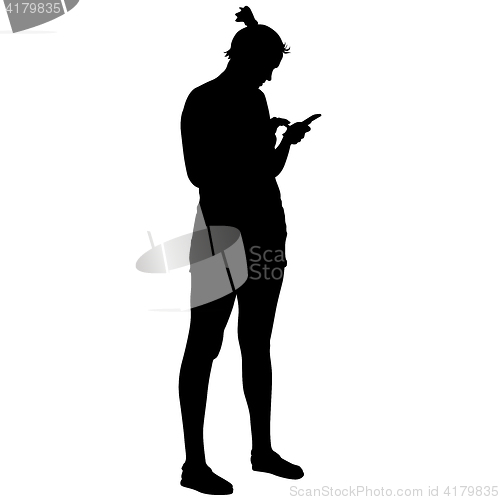 Image of Black silhouettes of beautiful woman on white background. illustration