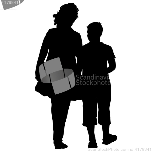 Image of Black silhouettes Family on white background. illustration