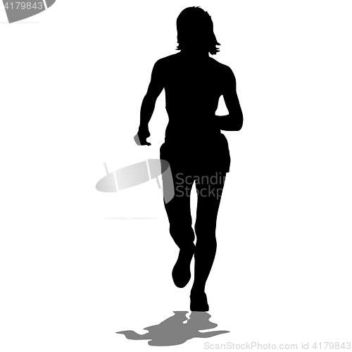 Image of Silhouettes. Runners on sprint, women. illustration