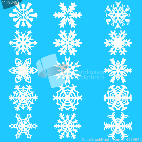 Image of Set snowflakes icons on white background, illustration