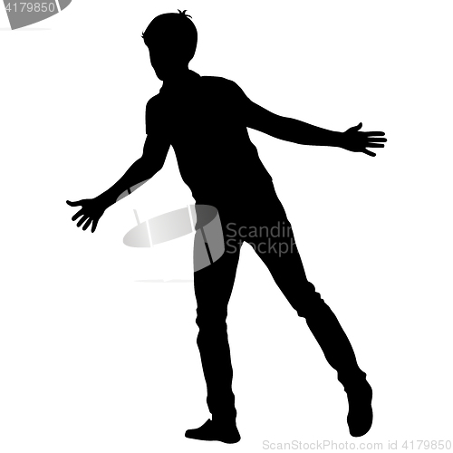 Image of Silhouette man with divorced his hands to the sides. illustration