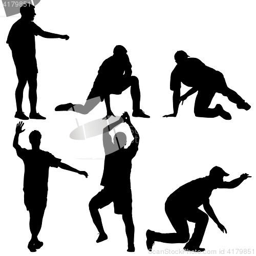 Image of Set black silhouettes man on white background. illustration