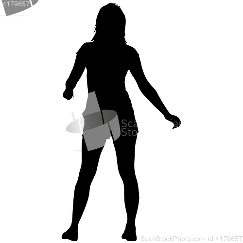 Image of Black silhouettes of beautiful woman on white background. illustration