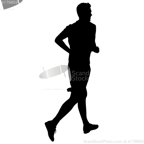 Image of Silhouettes. Runners on sprint, men. illustration