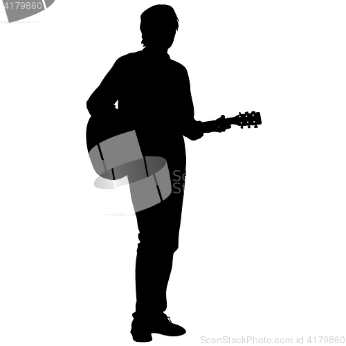 Image of Silhouette musician plays the guitar. illustration