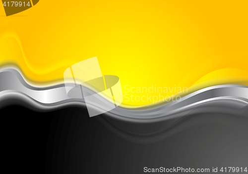 Image of Abstract orange black background with metallic wave