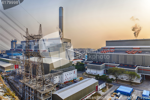 Image of Hong Kong power station at sunset