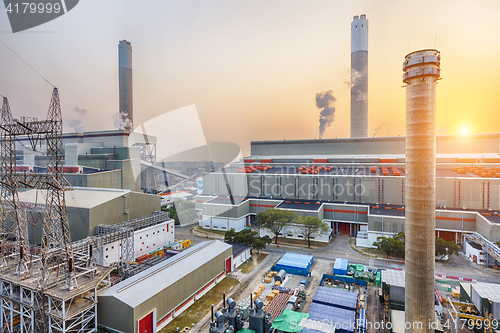 Image of Hong Kong power station at sunset