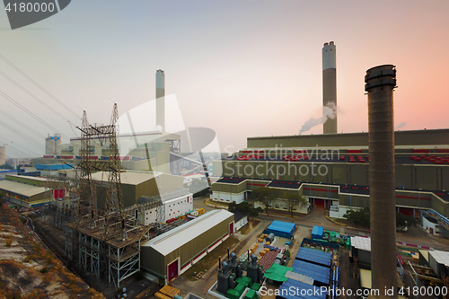 Image of Hong Kong power station at sunset