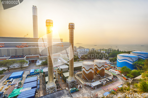 Image of Hong Kong power station at sunset