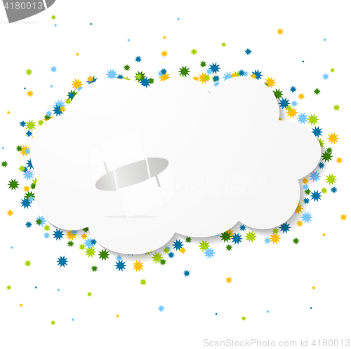 Image of White blank paper cloud with colorful circles