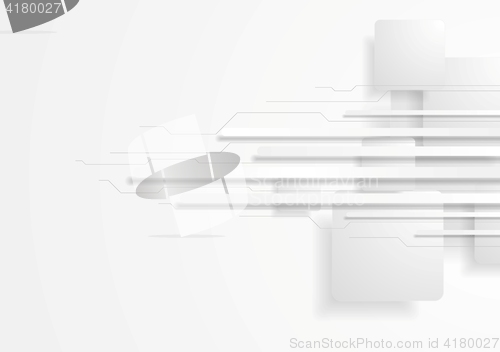 Image of Abstract tech background with grey paper squares