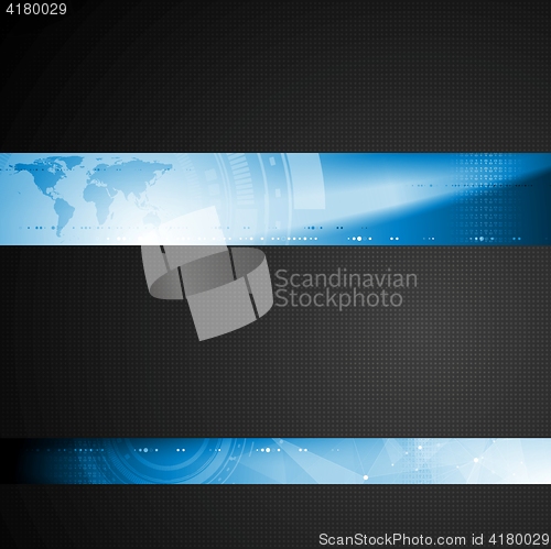 Image of Brochure tech template with blue banner elements