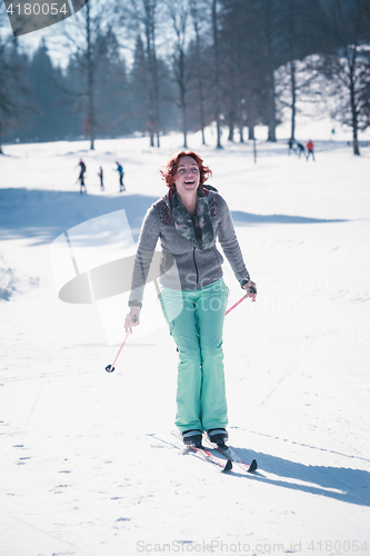 Image of Laughing cross country skier
