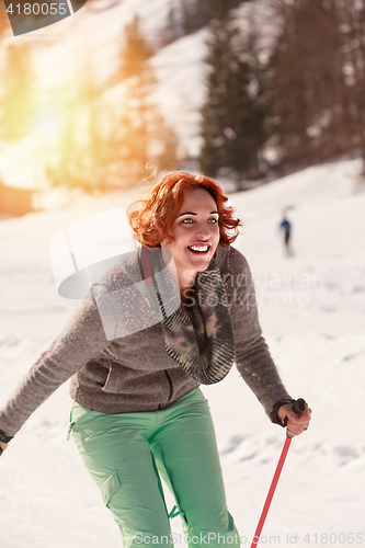 Image of Laughing cross country skier