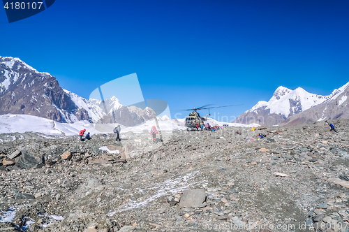 Image of Helicopter and mountains