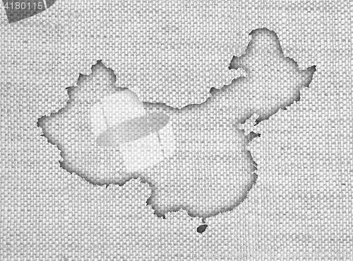 Image of Map of China on old linen