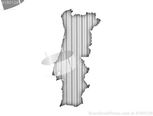 Image of Map of Portugal on corrugated iron