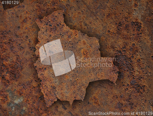 Image of Map of Bolivia on rusty metal